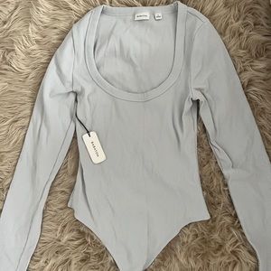 Babaton open neck chrome long sleeve shirt